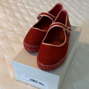 Rust suede Mary Jane espadrilles Shoes.